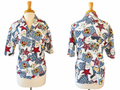 Vintage 1980s Cabrais Patchwork Quilt Print Shirt Blouse Cottage Americana Floral