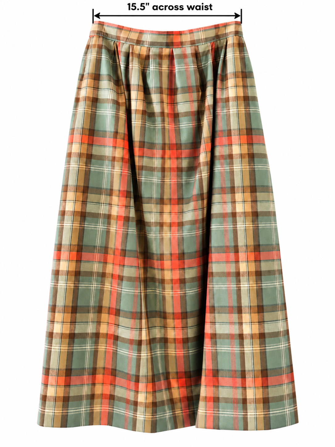Vintage Pendleton 100% Virgin Wool Plaid Midi Skirt Made in USA