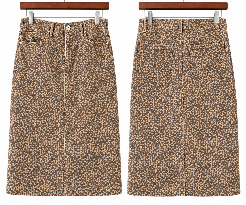 J. Jill Denim Leopard Print Pencil Skirt Size 8