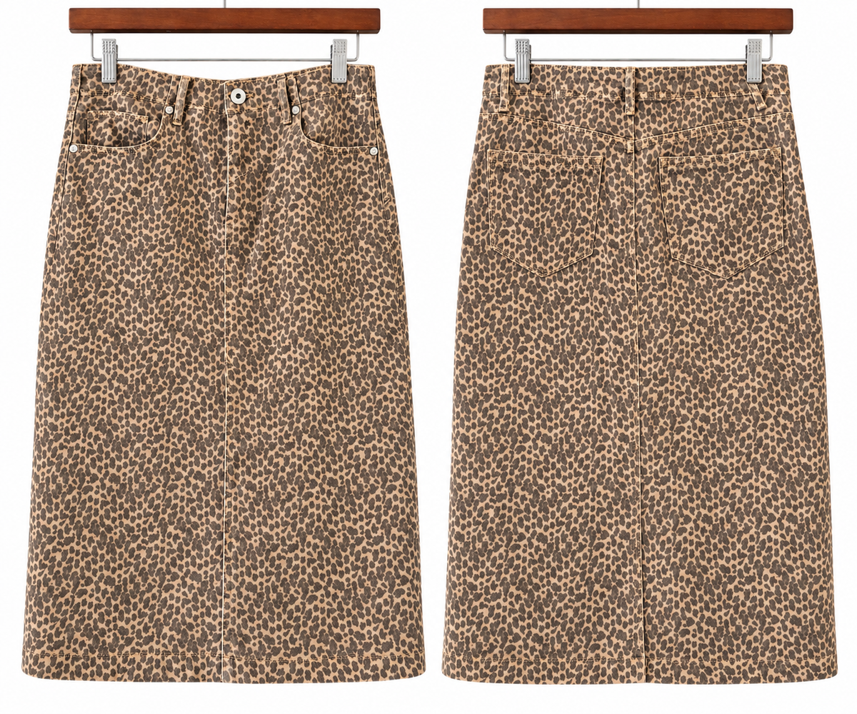 J. Jill Denim Leopard Print Pencil Skirt Size 8