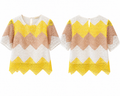 Gilli Women's Small Geometric Lace Top Yellow White Tan Sheer Short Sleeve