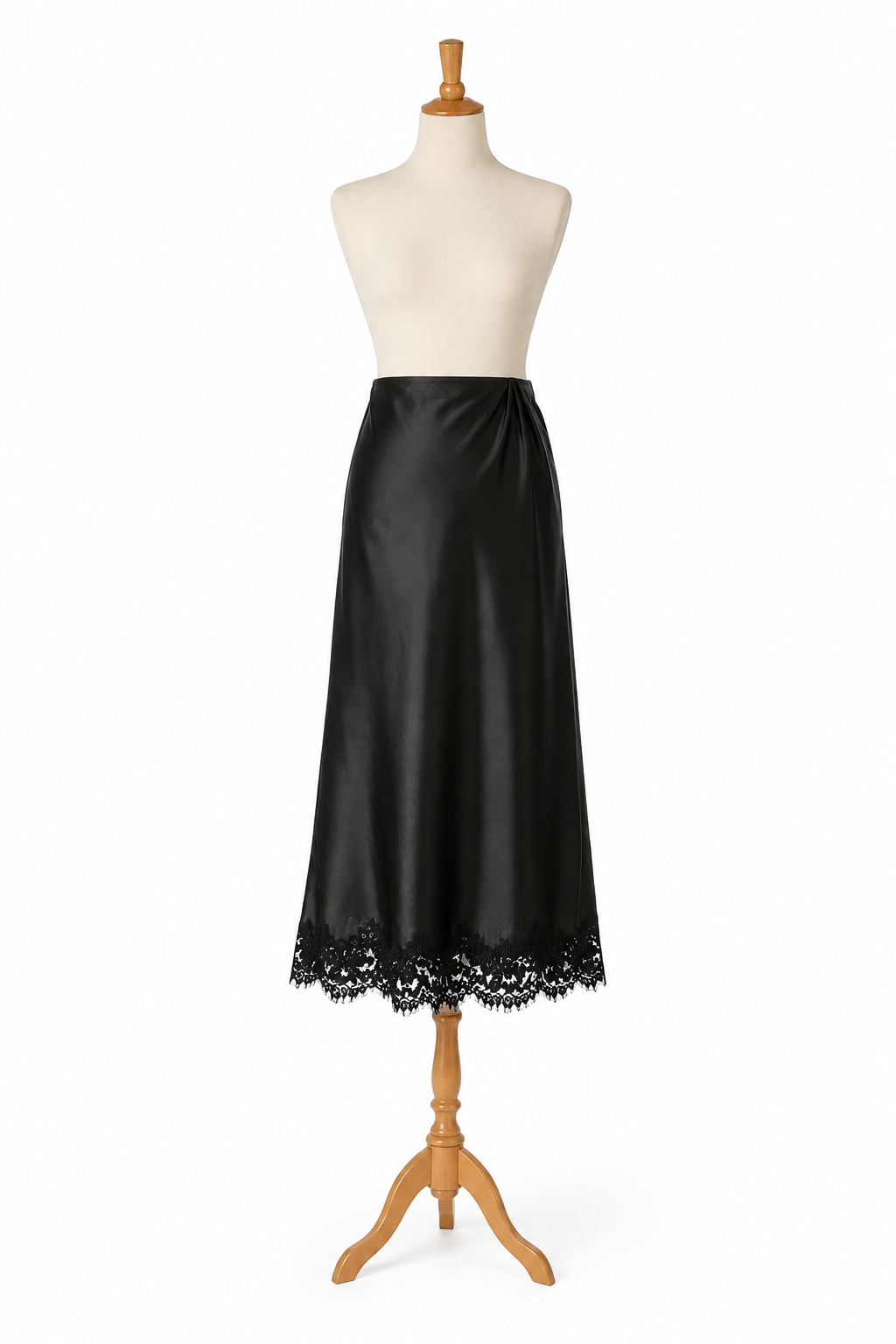 Altar'd State Haven Black Satin Lace Trim Maxi Skirt NWT Size XL