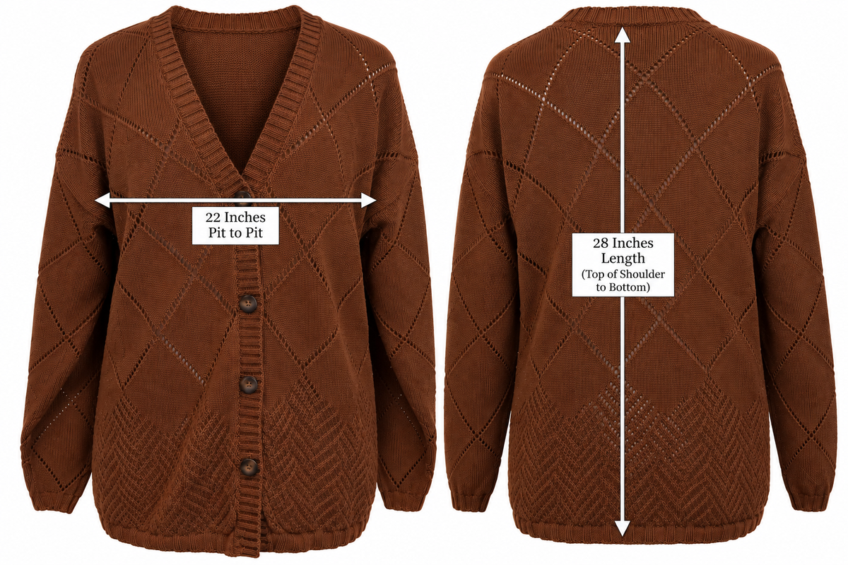 Vintage 80s Evan Picone Cardigan Womens L Brown 100% Cotton Open Knit Hong Kong