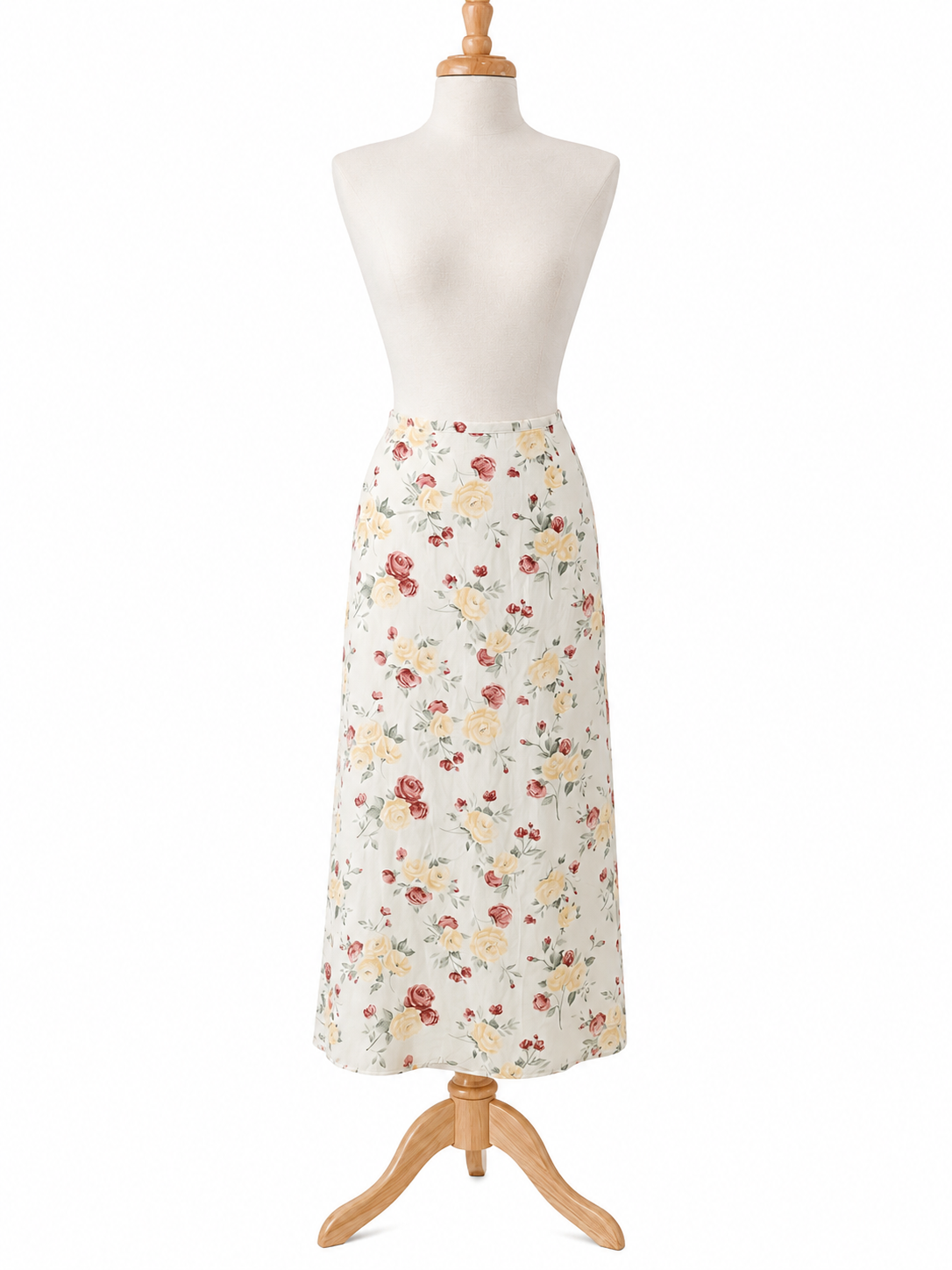 Vintage 1990s Laura Leigh Romantic Rose Floral Maxi Skirt - Medium