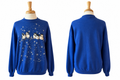 VIntage 90s Coldwater Creek Chickadee Bird Sweatshirt USA Made Blue XL