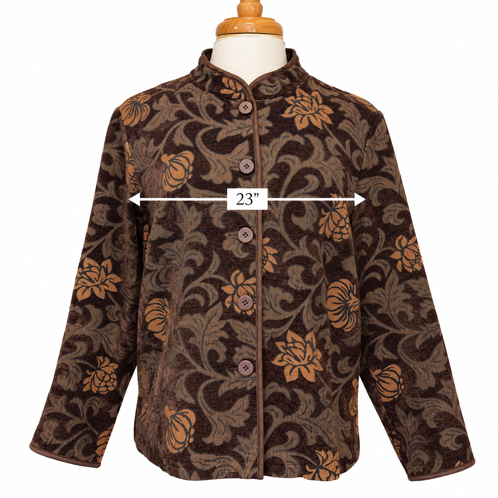 Vintage Briggs New York Tapestry Jacket 18W Brown & Copper Jacquard