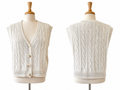 Z Supply Women's L White Cable Knit Sweater Vest Button Front V-Neck