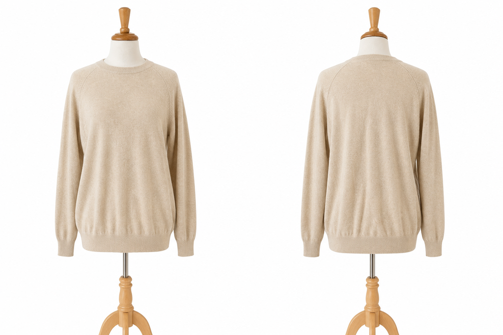 Paolo Mondo 100% Cashmere Sweater Men's L Oatmeal Beige 2-Ply Crewneck