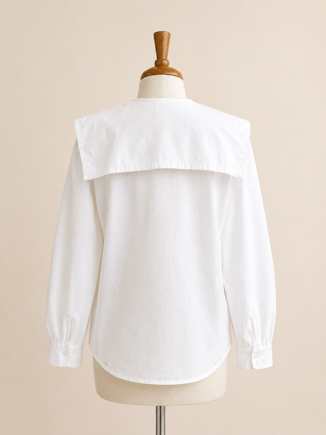 Vintage Bryn Connelly White Sailor Collar Ramie Cotton Blouse