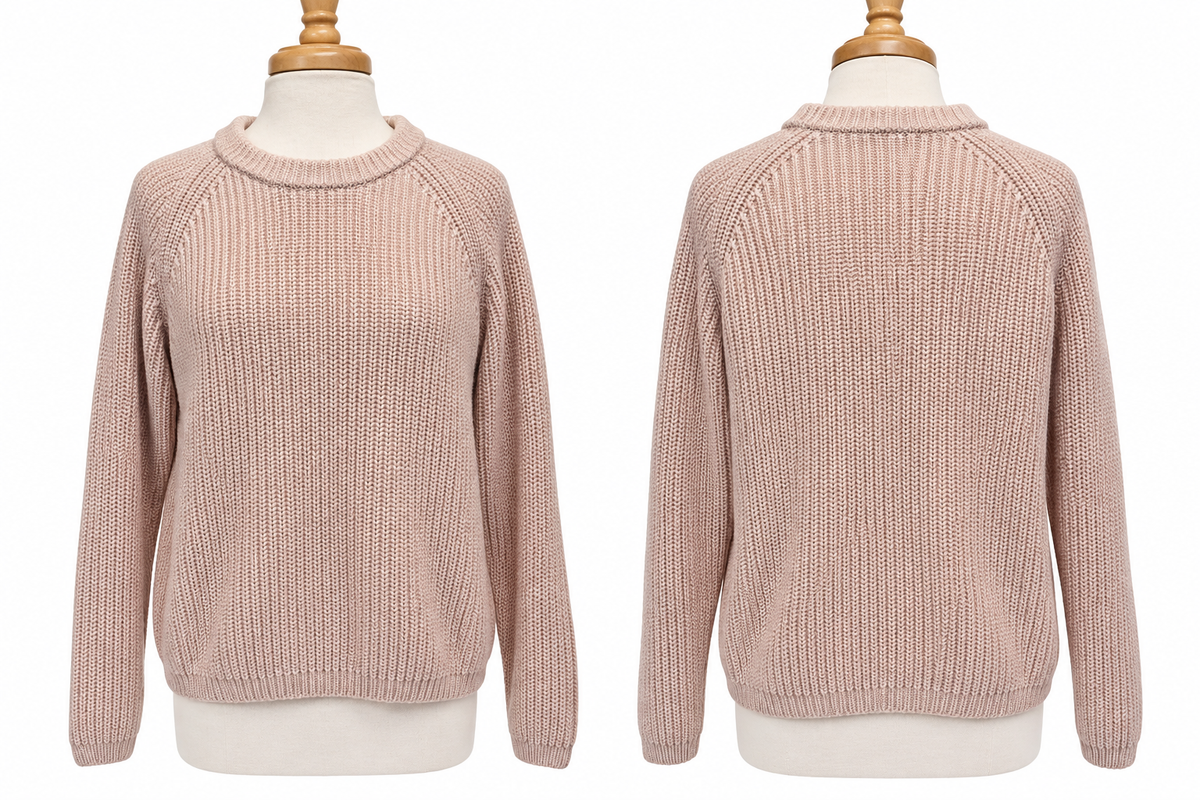 Quince 100% Organic Cotton Fisherman Crew Sweater Pink Large LNWOT