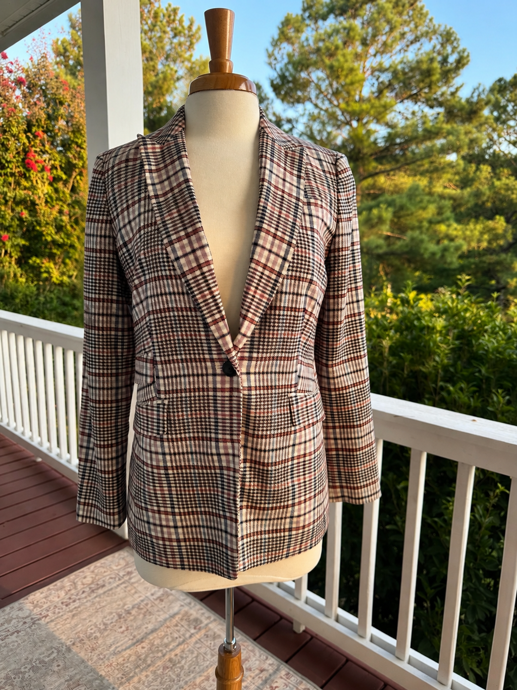 Talbots Plaid Blazer Women's Cotton Stretch Jacket Glen Check Career Preppy