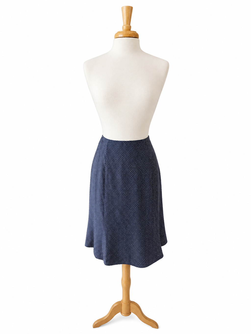Talbots Pure Silk Navy Polka Dot A-Line Skirt -Size 12
