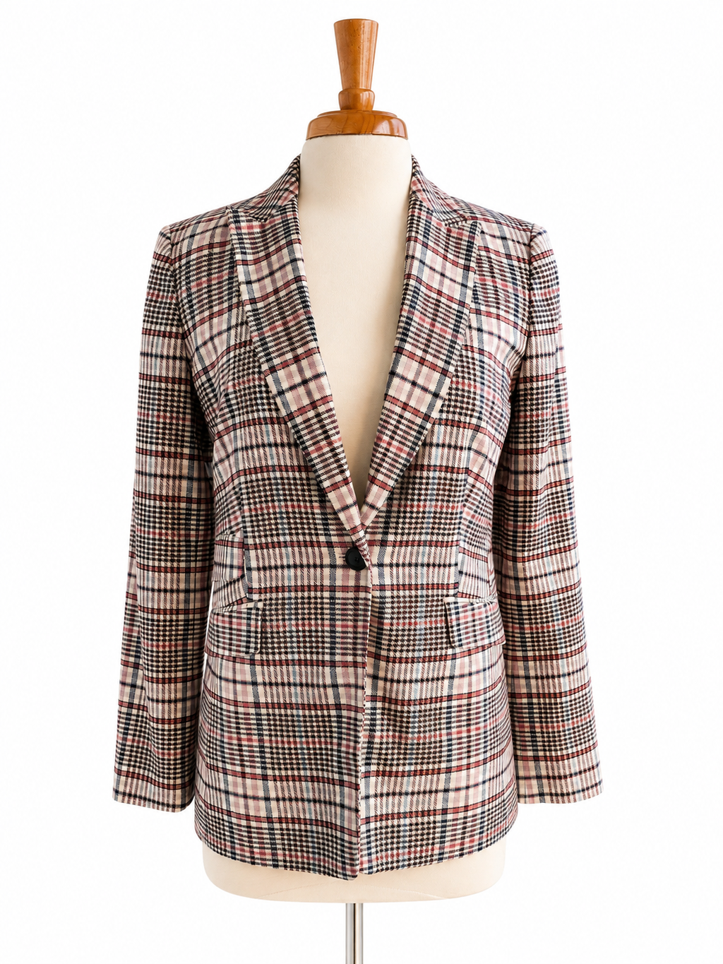Talbots Plaid Blazer Women's Cotton Stretch Jacket Glen Check Career Preppy