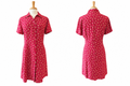 Vintage 90s GAP Red Floral Rayon Button Front Shirt Dress Women's L