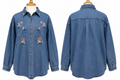 Vintage 90s Premier International Floral Embroidered Denim Shirt XL