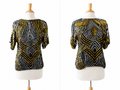 Vintage Joseph Le Bon 100% Silk Sequin Top Women's M Black Gold Silver Beaded Art Deco