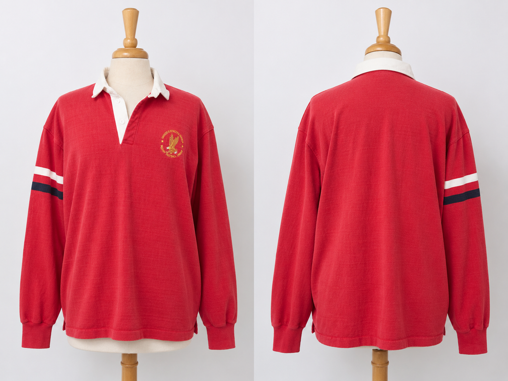 VIntage 80s Lands' End USA Rugby Football Union Shirt XXL Made in USA Cotton
