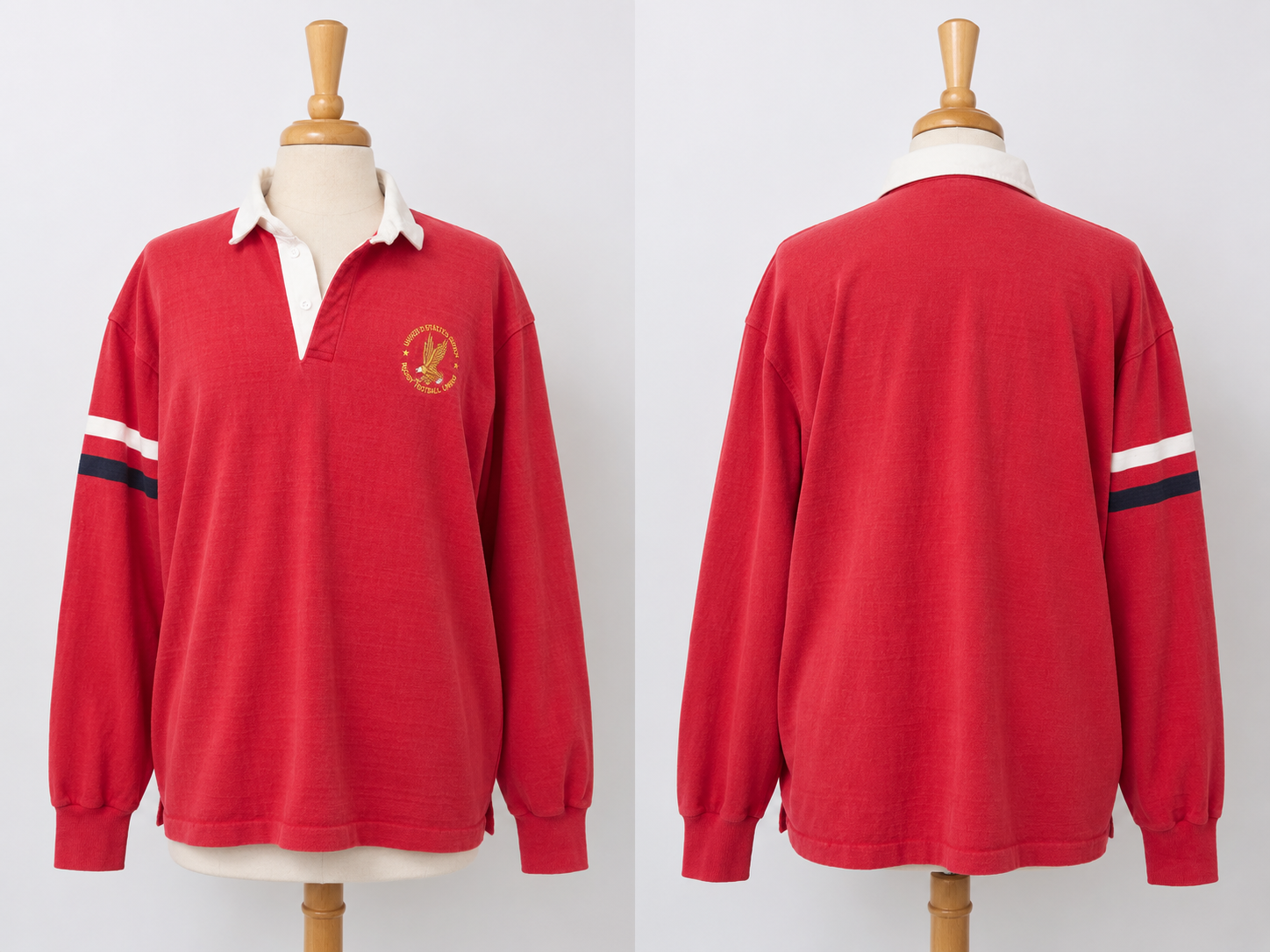 VIntage 80s Lands' End USA Rugby Football Union Shirt XXL Made in USA Cotton