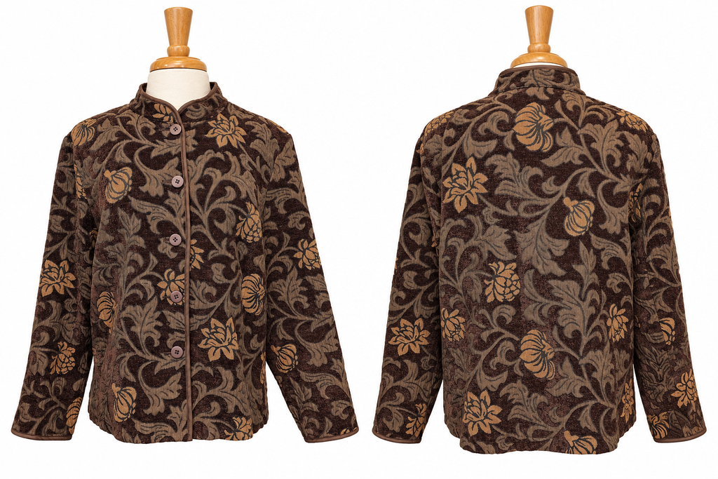 Vintage Briggs New York Tapestry Jacket 18W Brown & Copper Jacquard