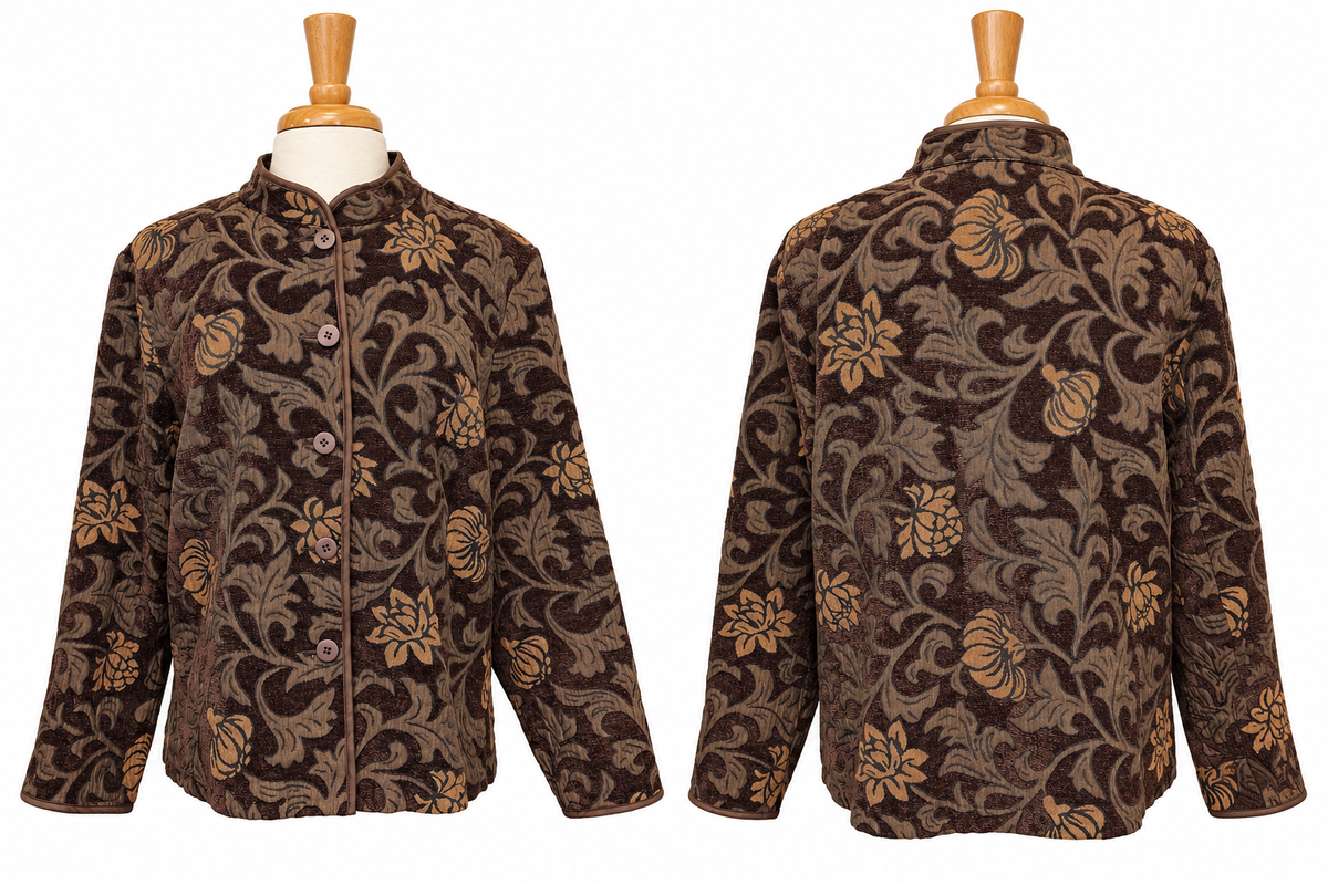 Vintage Briggs New York Tapestry Jacket 18W Brown & Copper Jacquard