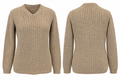 Vintage 90s Liz Claiborne Beige Textured Cable Knit V-Neck Sweater