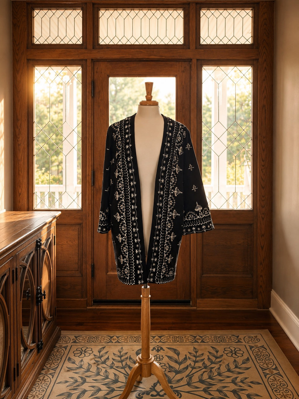 Soft Surroundings Embroidered Open Front Jacket