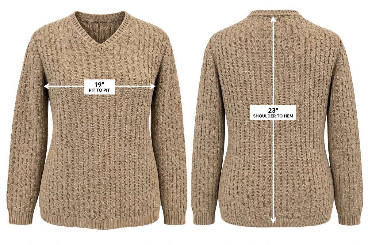 Vintage 90s Liz Claiborne Beige Textured Cable Knit V-Neck Sweater