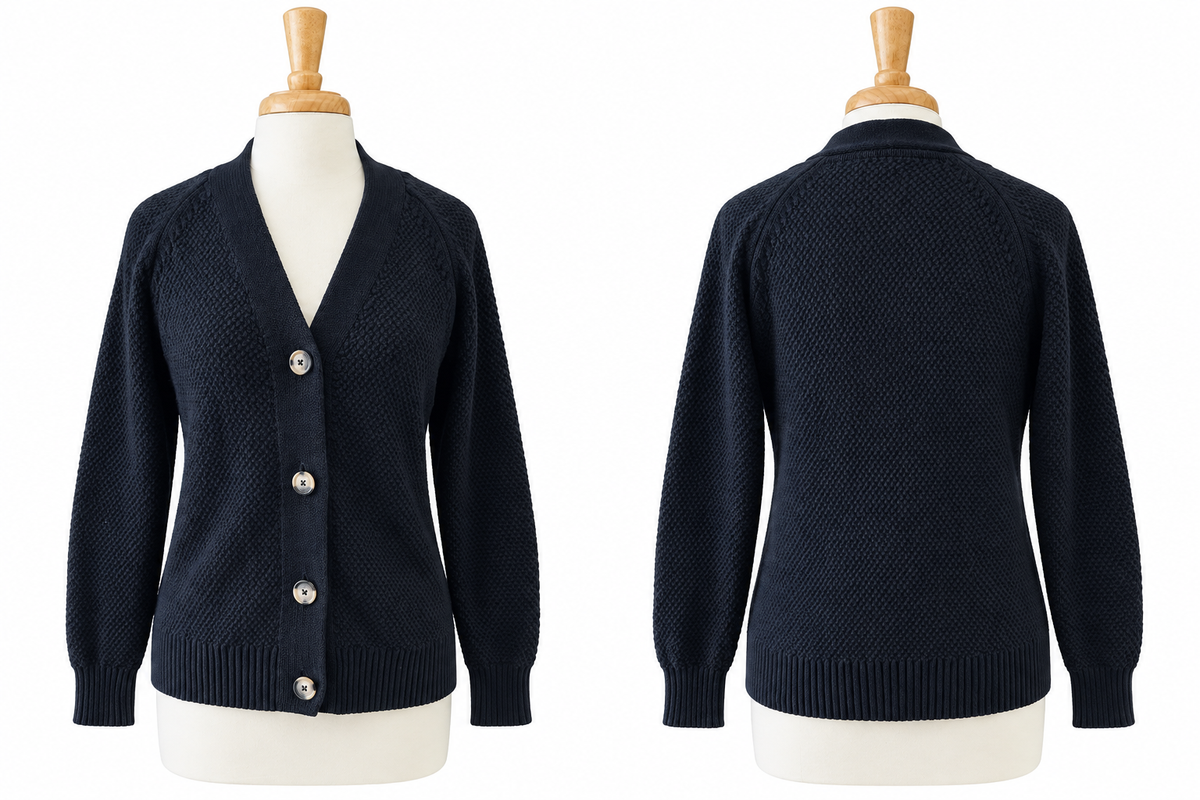 Vintage GAP Black 100% Cotton Textured Knit Cardigan Sweater