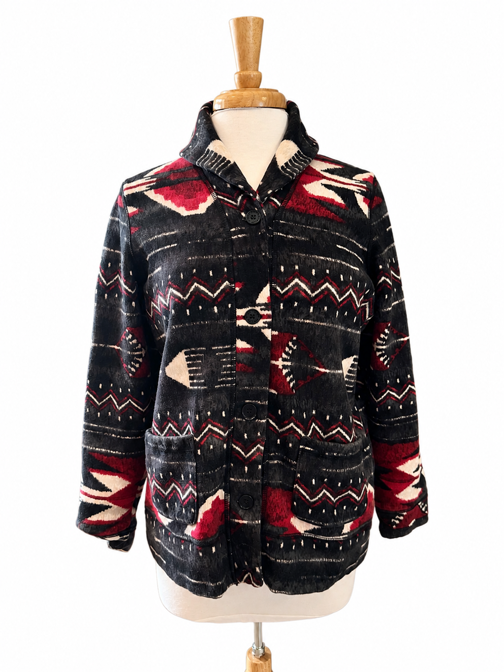 Lauren Jeans Co. Ralph Lauren 1x Southwestern Print Fleece Jacket Cotton Blend