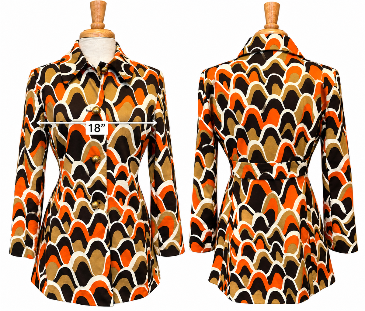 Y2K Skirtin Around Mod Geometric Cotton Coat Jacket Size 12 Retro 70s