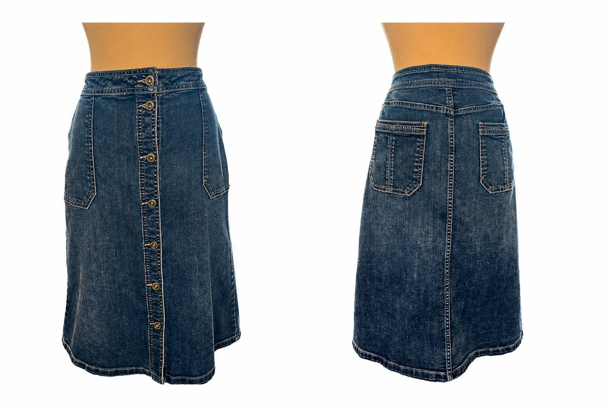 Vintage Liz Claiborne women's denim button front skirt, size 12