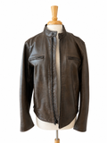 Lucky Brand Men's Genuine Leather Cafe Racer Jacket