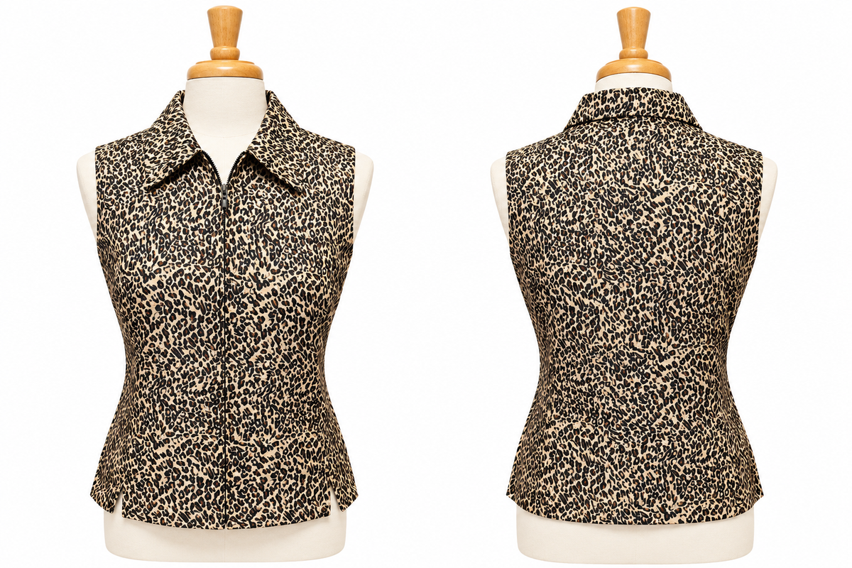 Vintage Y2K Silkland 100% Pure Silk Leopard Vest-Size Large