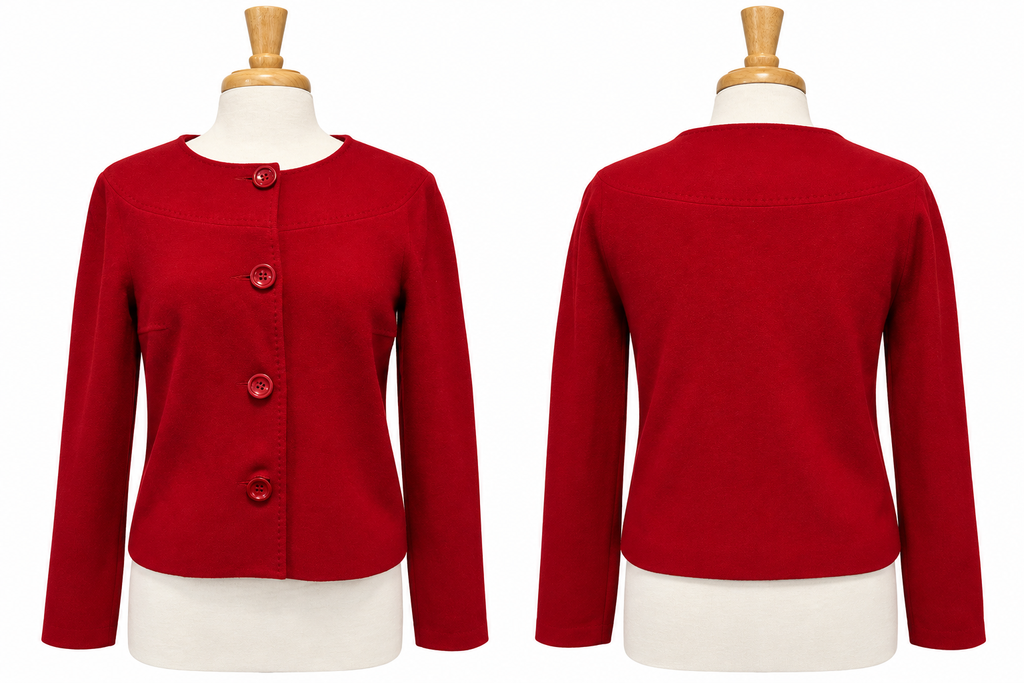 Vintage 1990s Louben Red Wool & Cashmere Jacket-NWT-Size 4
