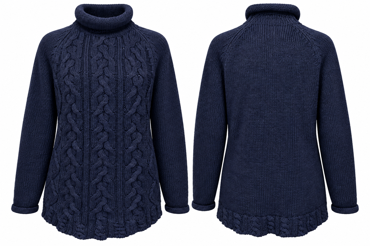 Vintage 955 Originals Navy Ramie Cotton Knit Turtleneck Sweater Medium