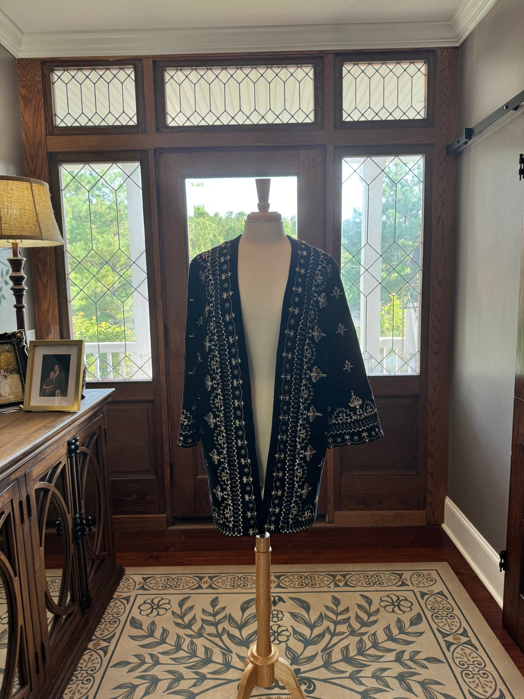 Soft Surroundings Embroidered Open Front Jacket