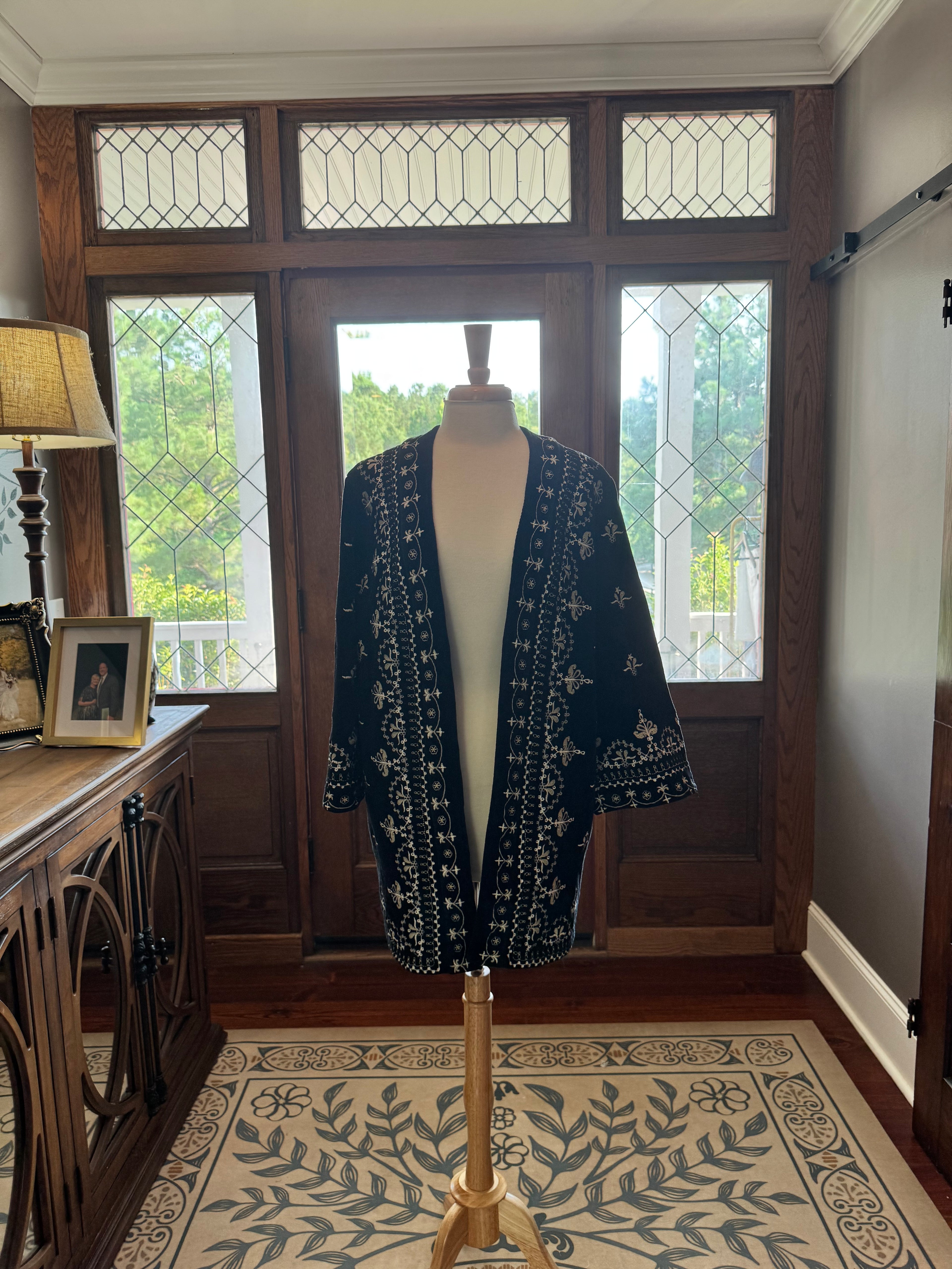 Soft Surroundings Embroidered Open Front Jacket