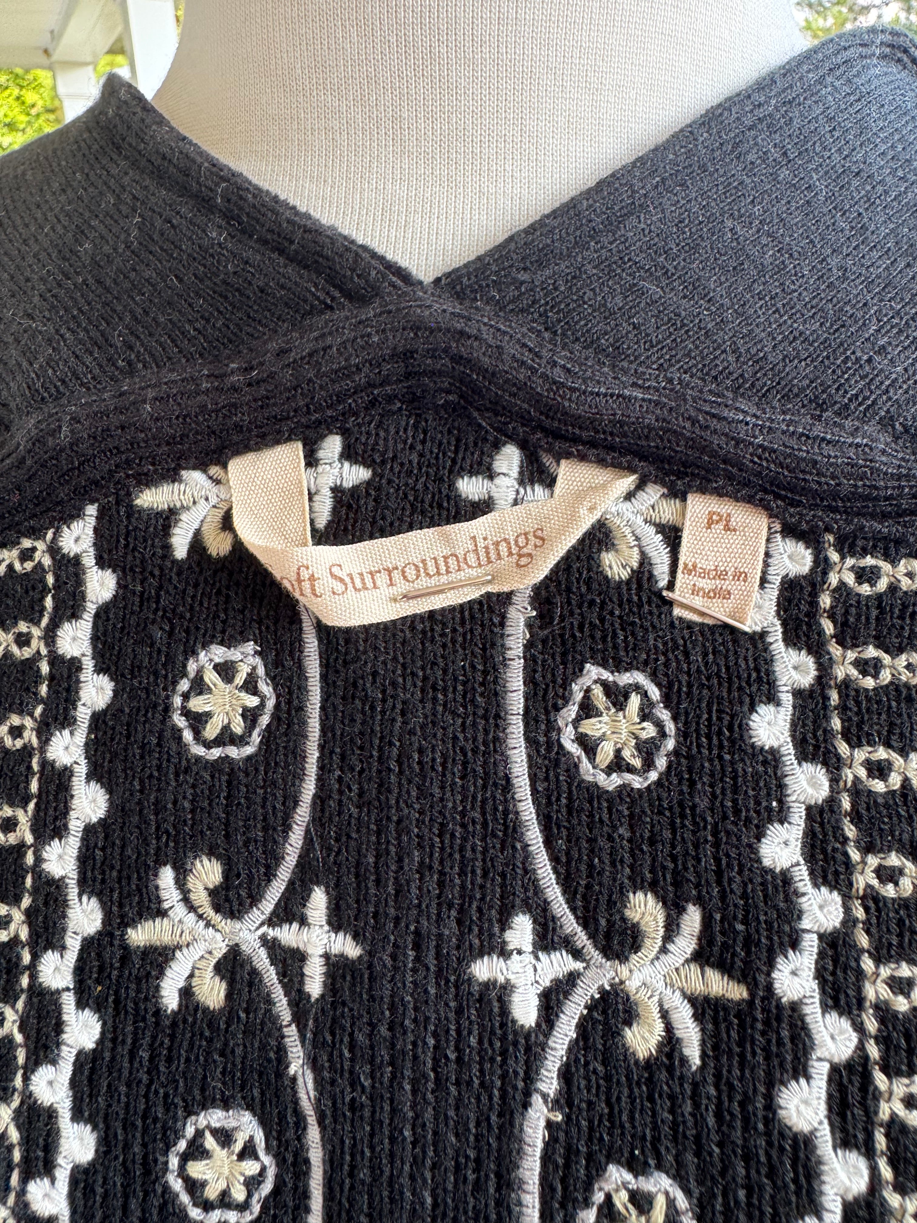Soft Surroundings Embroidered Open Front Jacket