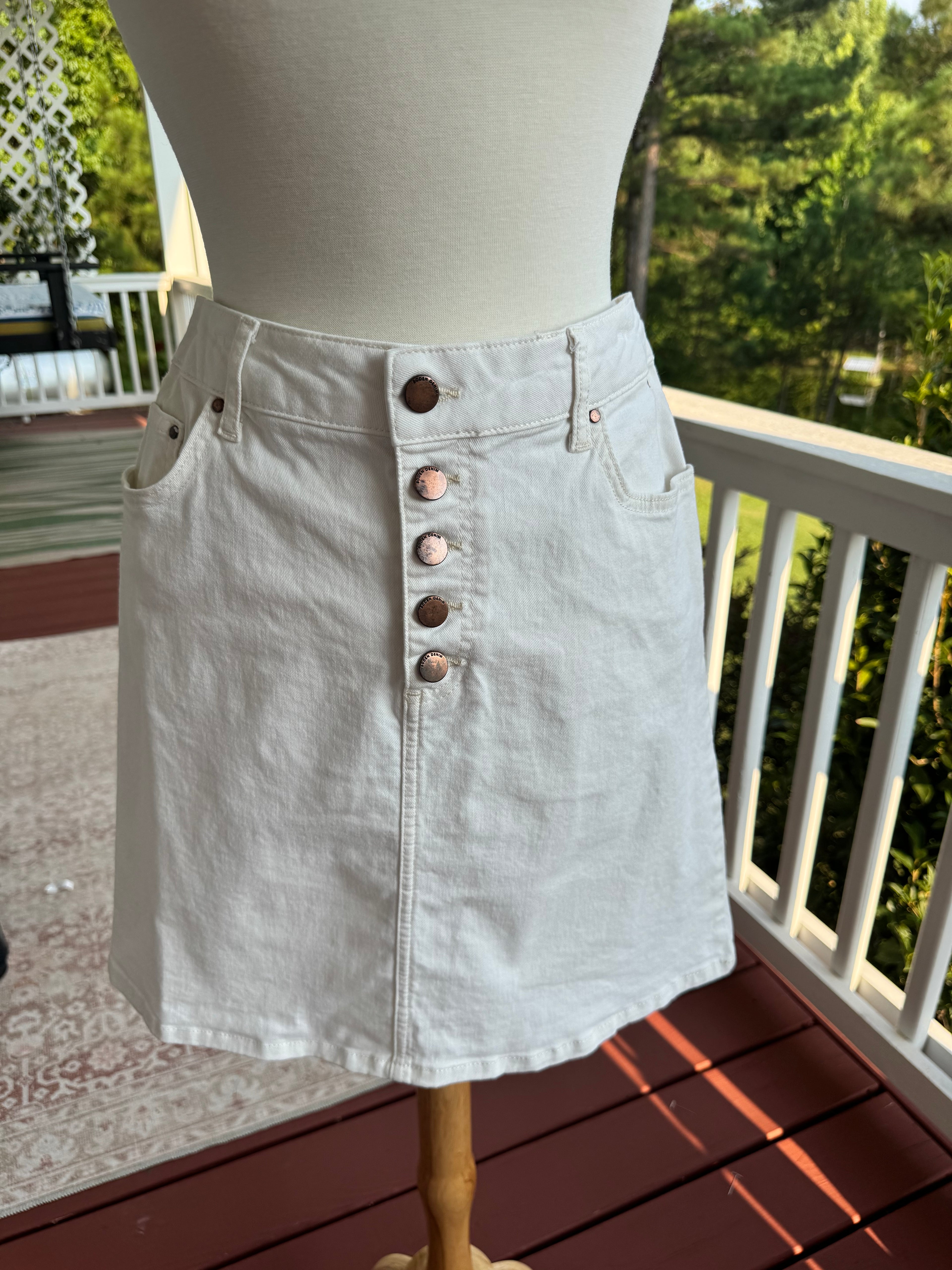 Boden White Denim Skirt