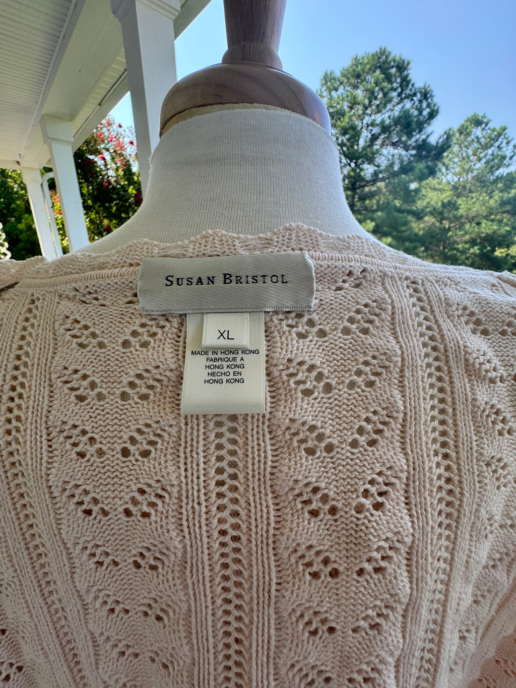 Susan Bristol 100% Cotton Pointelle Knit Cardigan Sweater