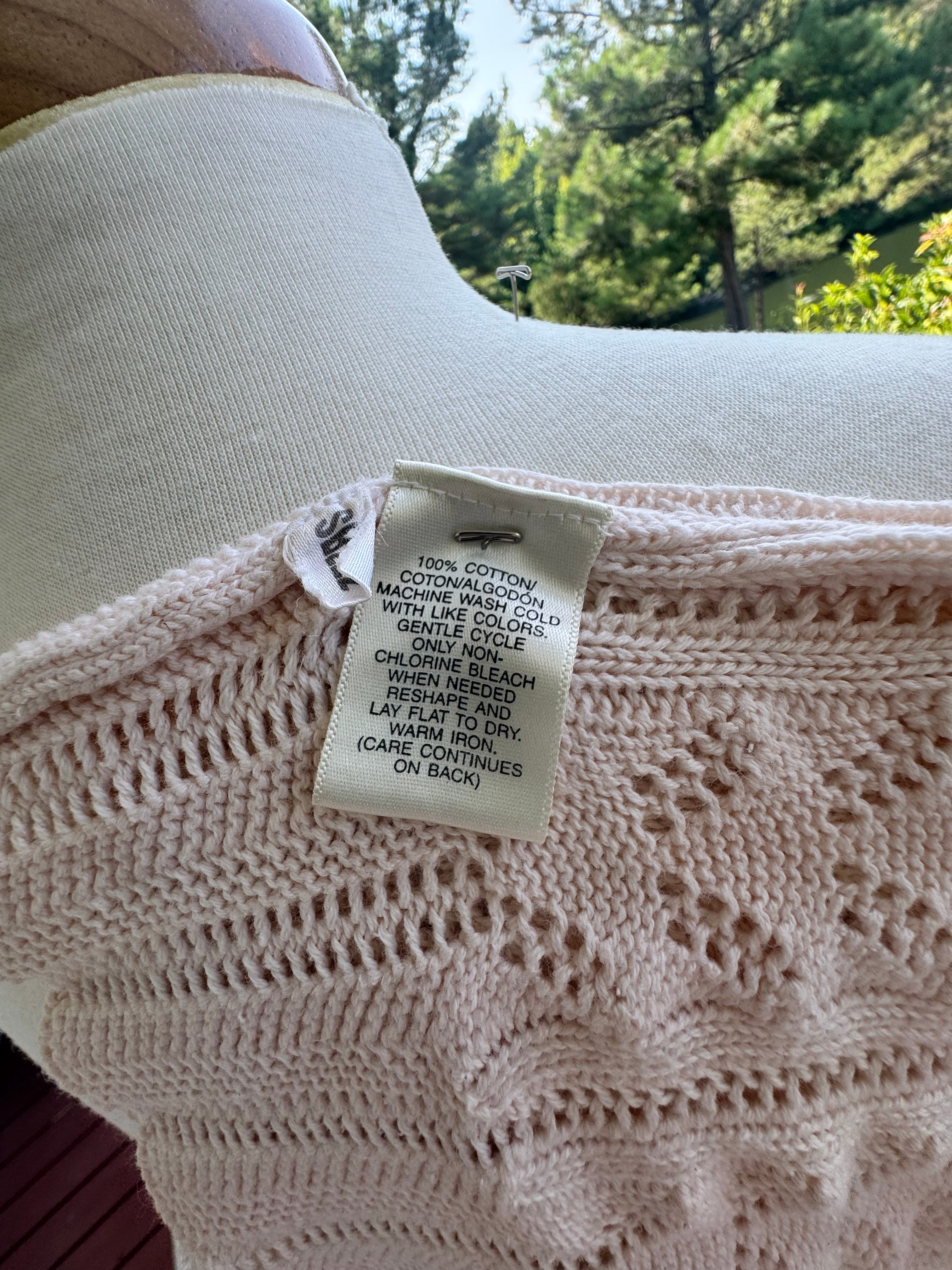 Susan Bristol 100% Cotton Pointelle Knit Cardigan Sweater