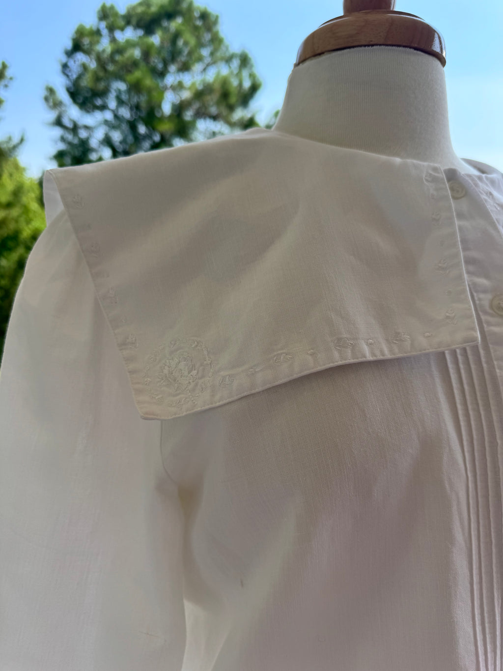 Vintage Bryn Connelly White Sailor Collar Ramie Cotton Blouse