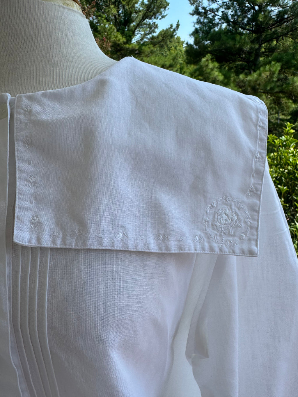 Vintage Bryn Connelly White Sailor Collar Ramie Cotton Blouse