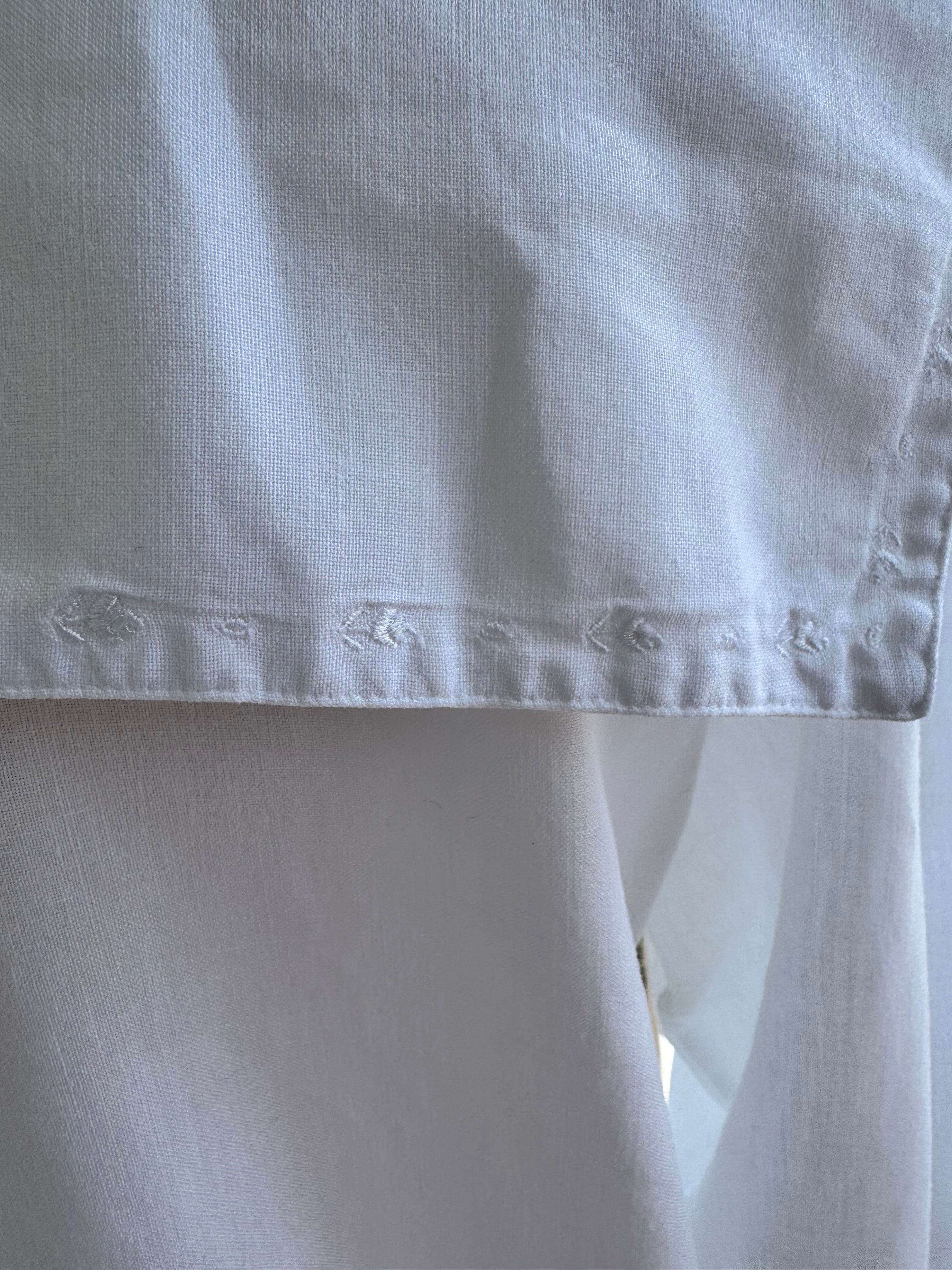 Vintage Bryn Connelly White Sailor Collar Ramie Cotton Blouse