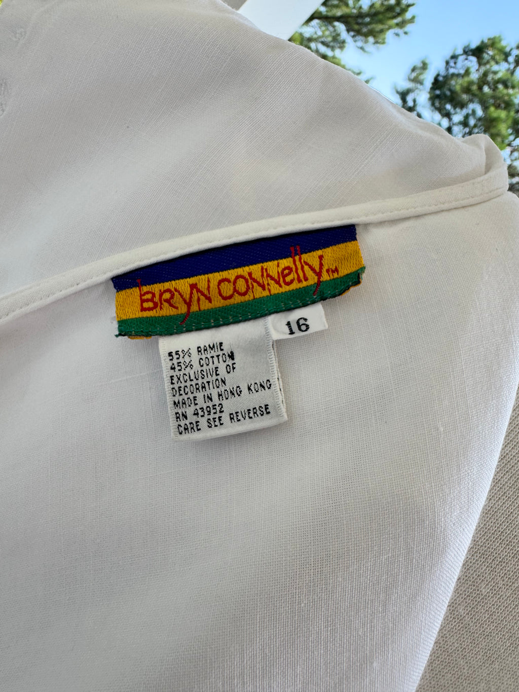 Vintage Bryn Connelly White Sailor Collar Ramie Cotton Blouse