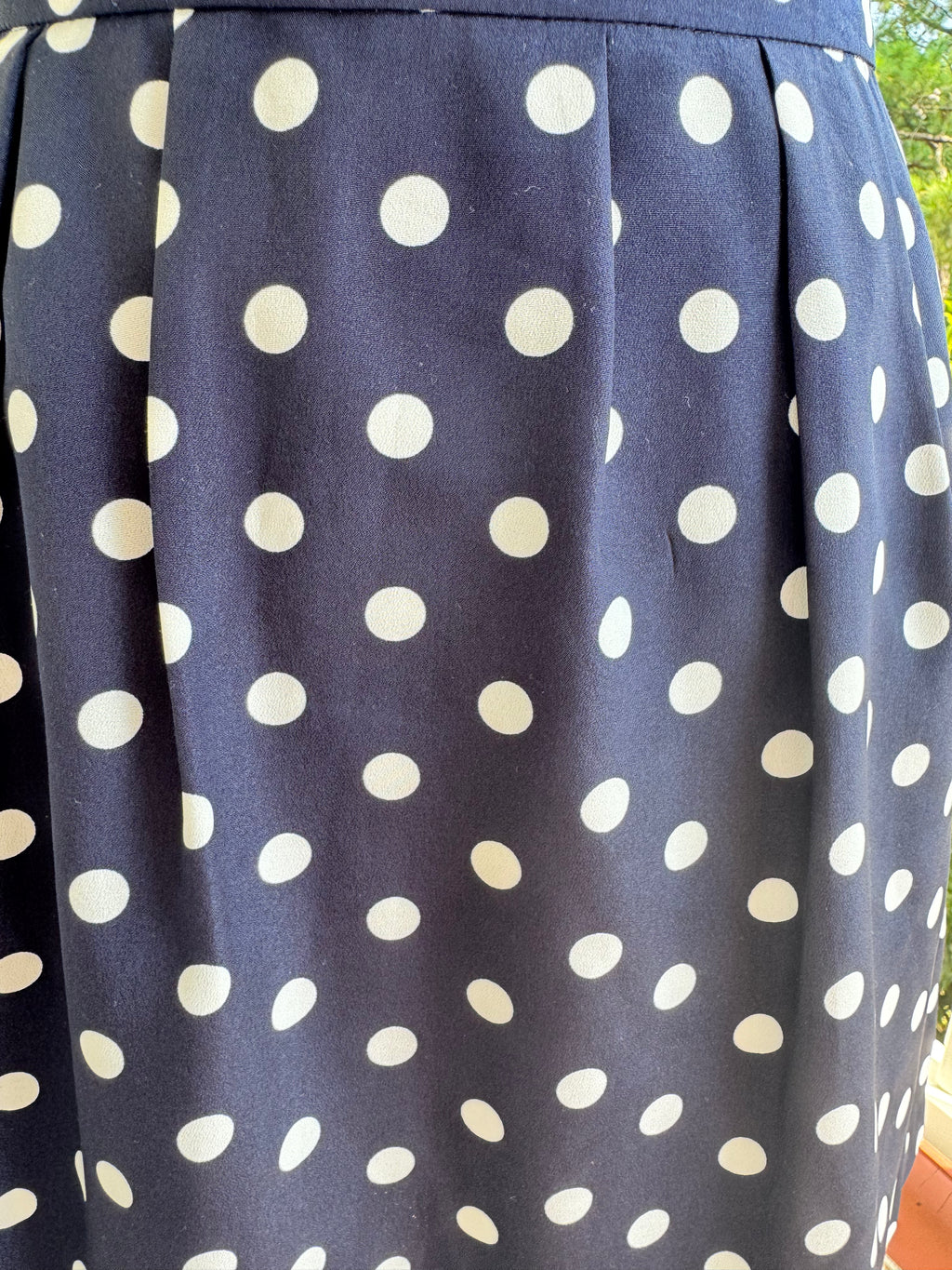 J. Crew Navy White Polka Dot Skirt Women's Size 4 Pleated A-Line