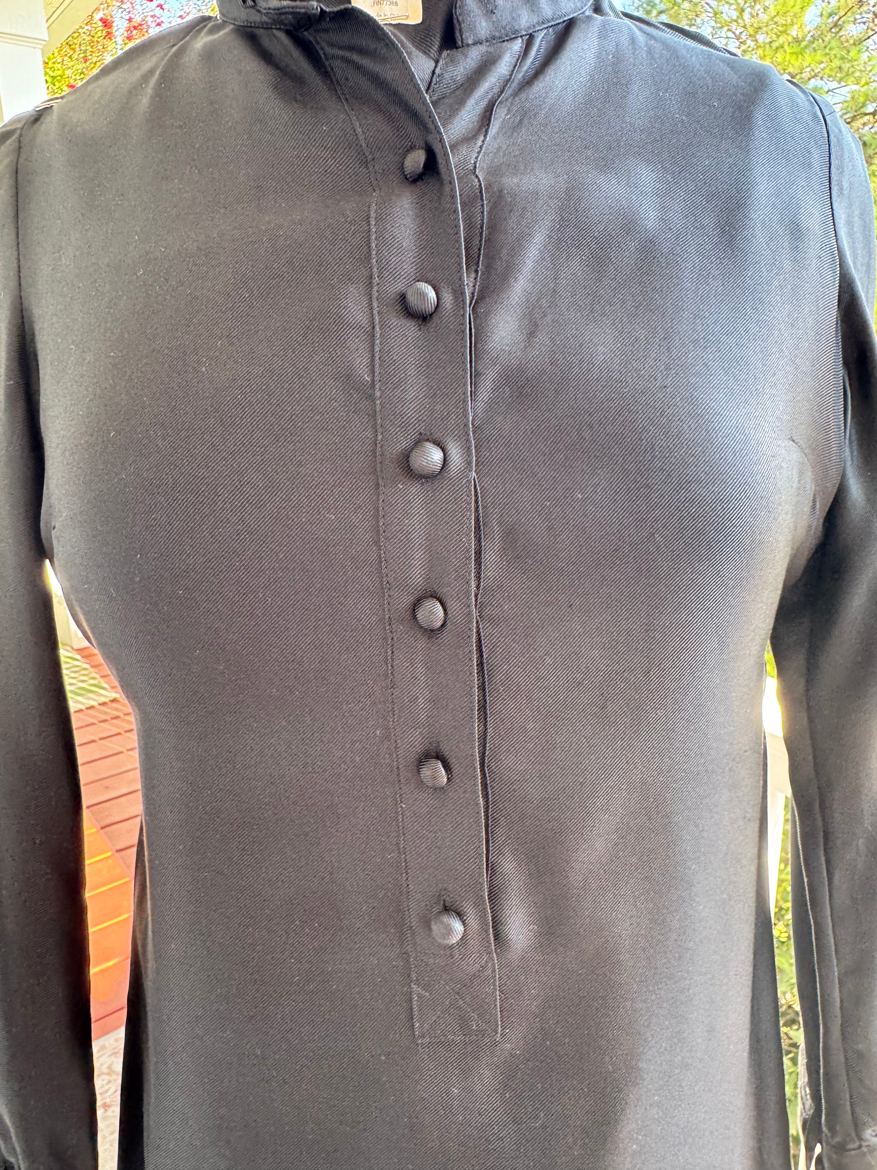J Crew 100% Silk Black Ruffle Collar Dress Women's Size 0