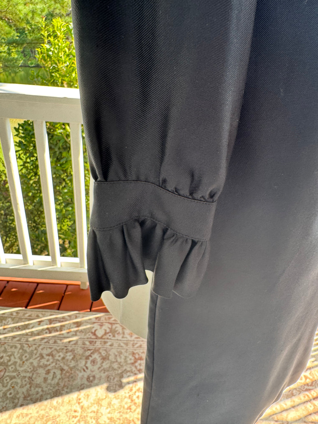J Crew 100% Silk Black Ruffle Collar Dress Women's Size 0