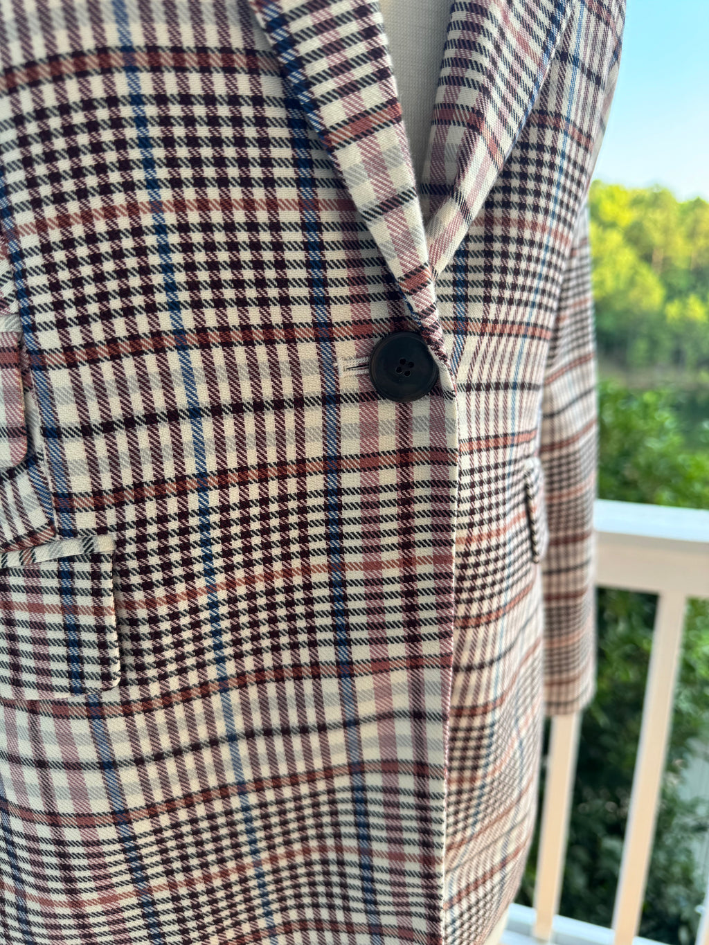Talbots Plaid Blazer Women's Cotton Stretch Jacket Glen Check Career Preppy