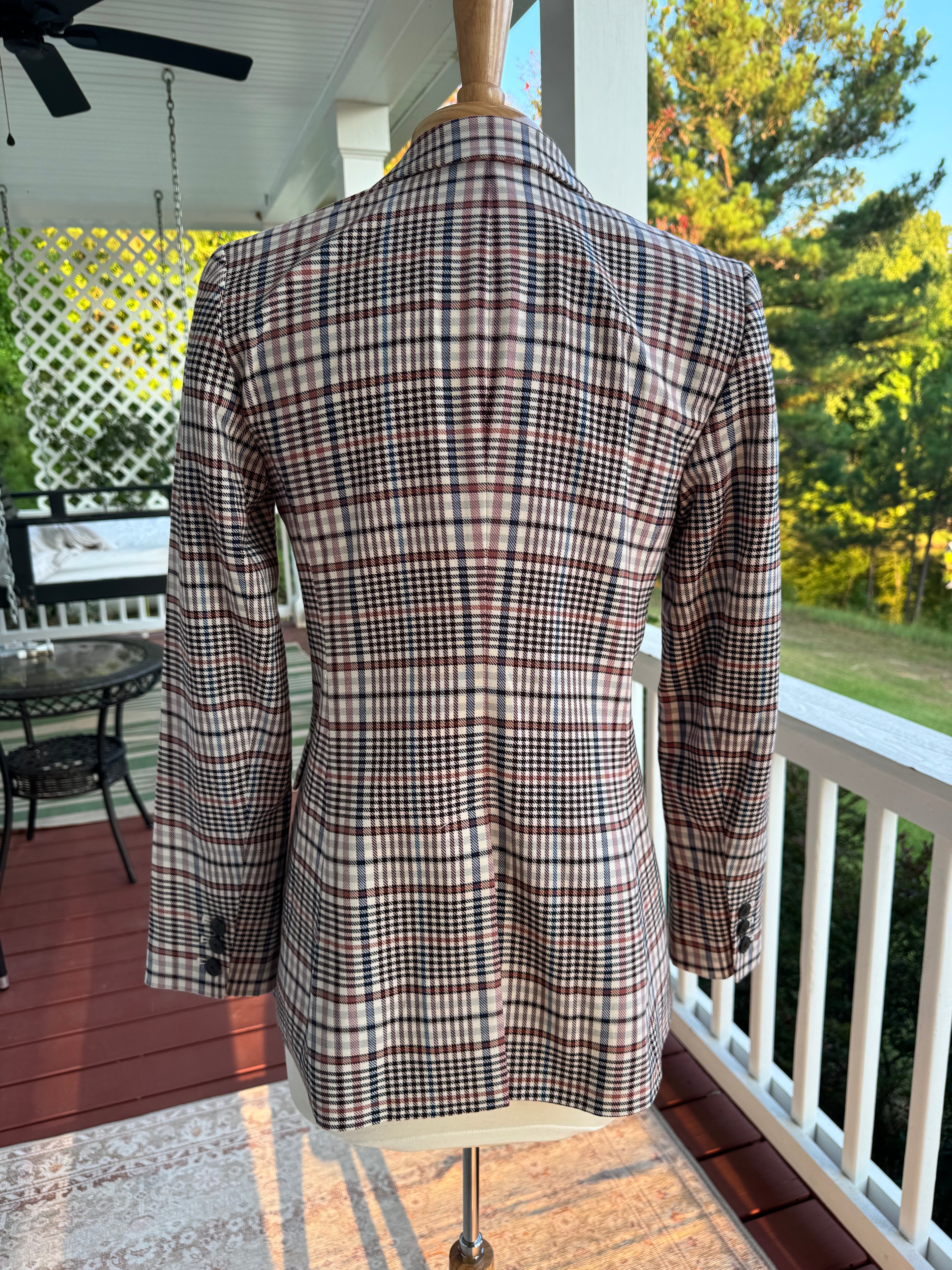 Talbots Plaid Blazer Women's Cotton Stretch Jacket Glen Check Career Preppy